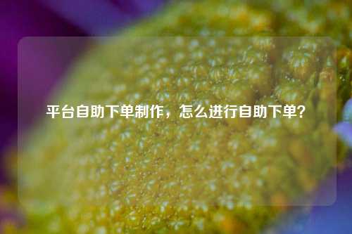 平台自助下单制作，怎么进行自助下单？