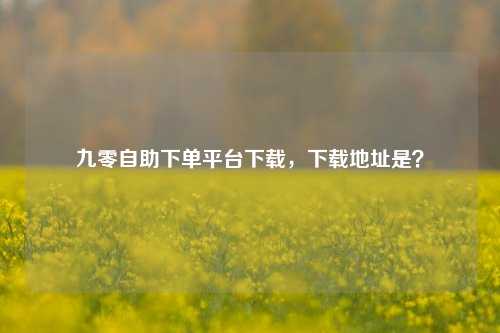 九零自助下单平台下载，下载地址是？